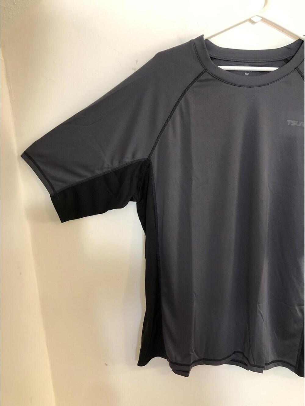 TSLA New Mens XXL 2X Rashguard Tee Shirt Surf Swim Water Sports Gear Grey Black